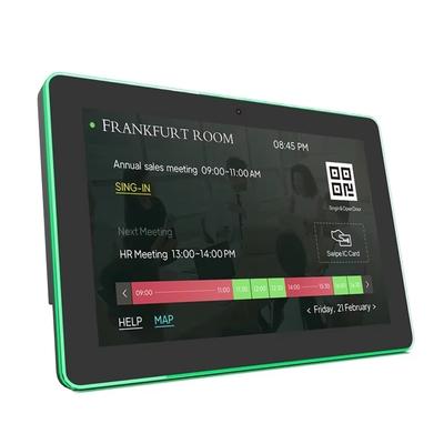 Android 11 Touch Screen Digital Signage Meeting Room Display Tablet With NFC LED Light Bar