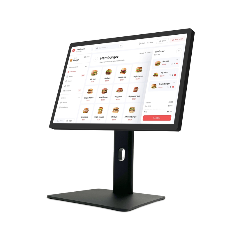 21.5' Android 14 タッチスクリーン タブレット レストラン POS キッチンディスプレイシステム WiFi6 RK3576 デジタルメニュースクリーン 食品サービス