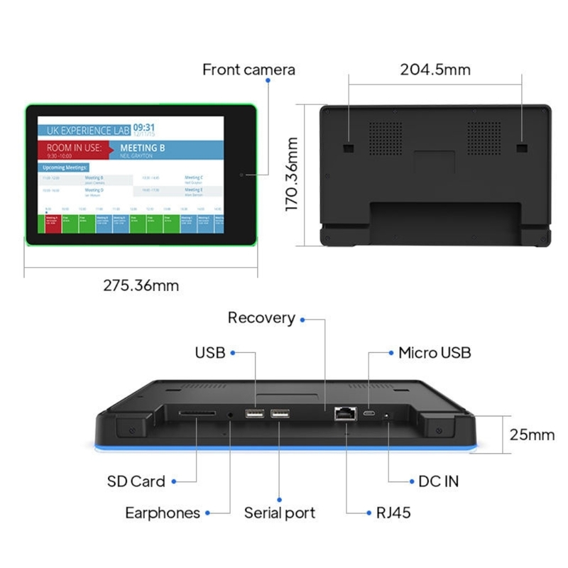 10.1インチAndroid会議室タブレット LEDライトバー壁マウント