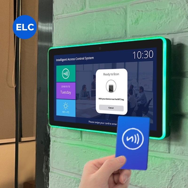 Android 11 Touch Screen Digital Signage Meeting Room Display Tablet With NFC LED Light Bar