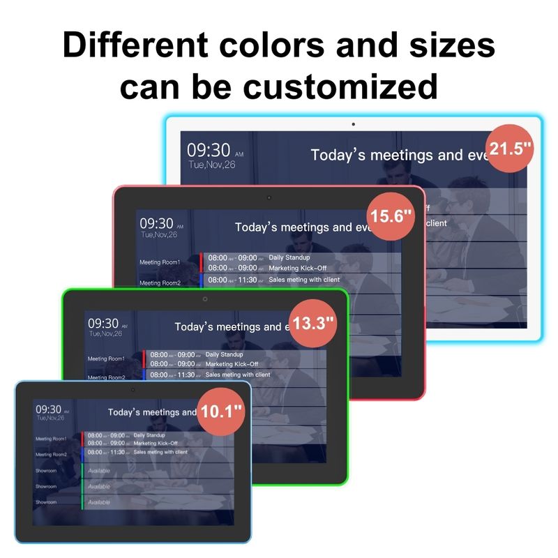 Android 11 タッチスクリーン デジタルサイン会室ディスプレイ タブレット NFC LEDライトバー